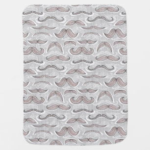 Trendy Mustache Pattern Stroller Blanket