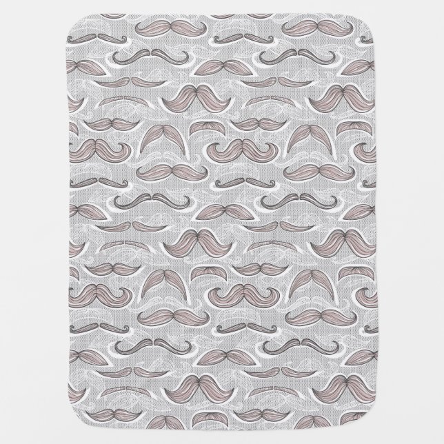 Trendy Mustache Pattern Stroller Blanket (Front)
