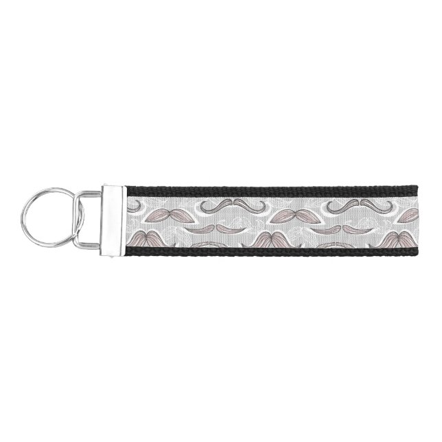 Trendy Mustache Pattern Wrist Keychain (Keys on Left)