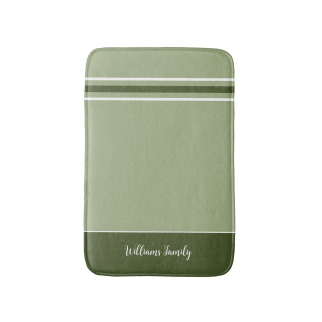 Trendy Muted Sage - Stripes Bath Mat (Front Vertical)