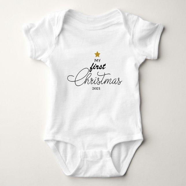 Trendy My First Christmas Script Baby One-Piece Ba Bodysuit (Front)