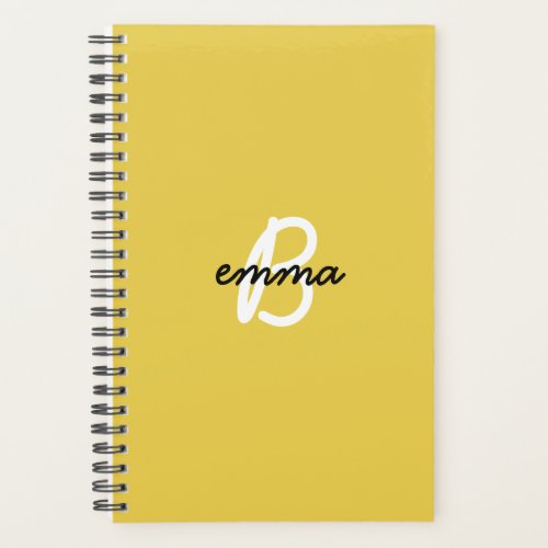 Trendy Name  Mustard Yellow Modern Initial Planner