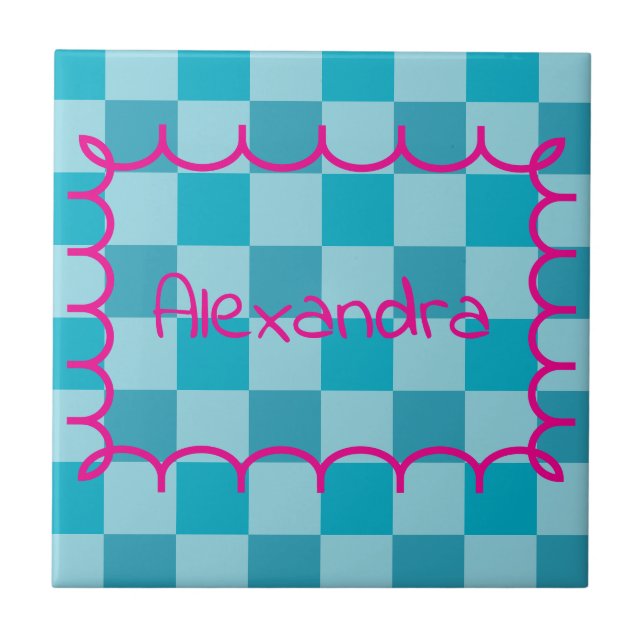 Trendy Name Template Sticker Ceramic Tile (Front)