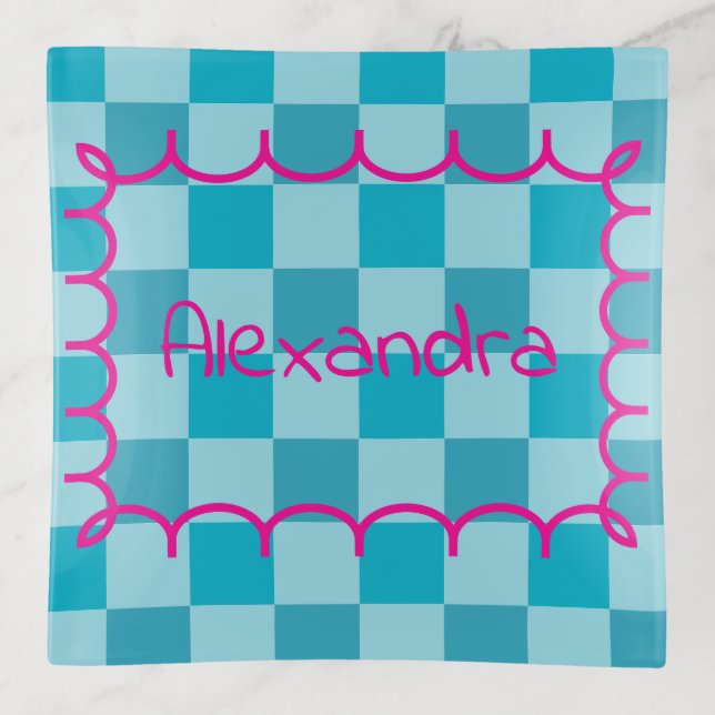 Trendy Name Template Sticker Trinket Tray (Front)