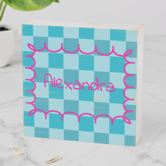 Trendy Name Template Sticker Wooden Box Sign