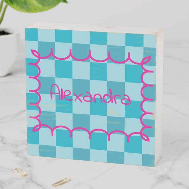 Trendy Name Template Sticker Wooden Box Sign (In Situ Horizontal)