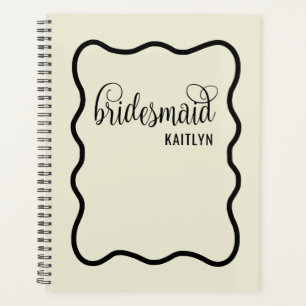 Trendy Natural and Black Retro Bridesmaid  Planner