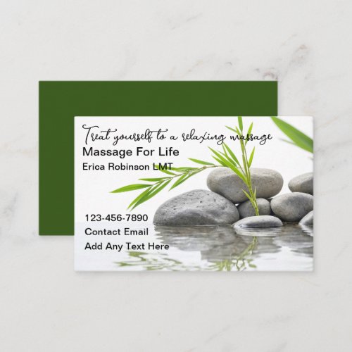 Trendy Natural Massage Therapist Business Cards