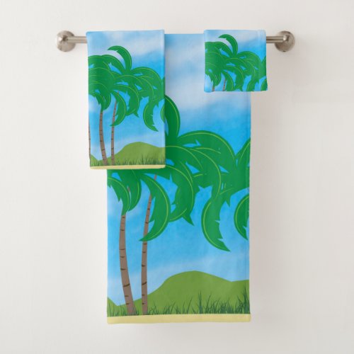 Trendy Nature Blue Sky White Clouds Template Bath Towel Set