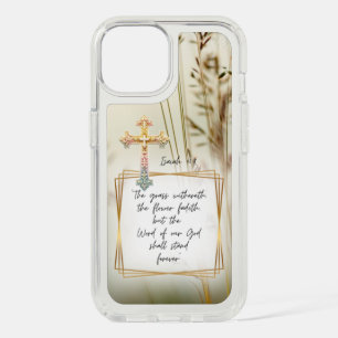 Trendy Nature Christian Grass Ornate Pastel Cross iPhone 15 Case
