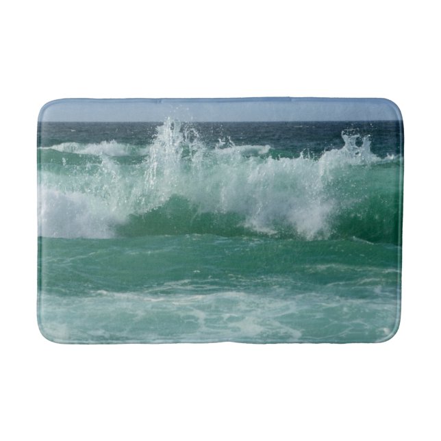 Trendy Nature Seaside Beach Waves Template Medium Bath Mat (Front)