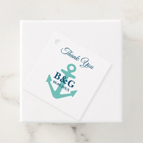 Trendy nautical anchor logo square wedding favor tags
