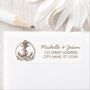 Trendy Nautical Anchor Wedding Return Address Label