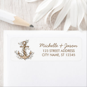 Trendy Nautical Anchor Wedding Return Address Label