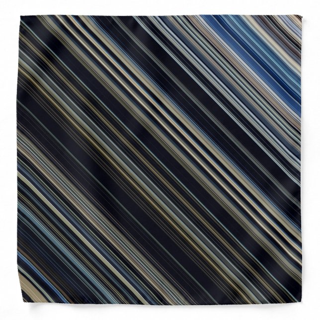 Trendy Navy and Gold Multicolor Stripes Bandana (Front)