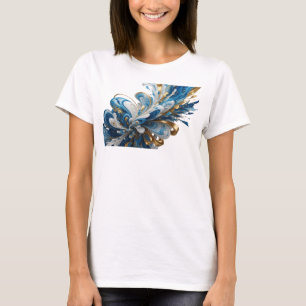 Trendy Navy BLUE AND GOLD FLORAL EXPLOSION T-Shirt