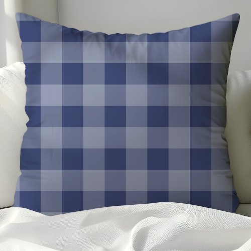 Trendy Navy Blue and White Buffalo Plaid Gingham Throw Pillow