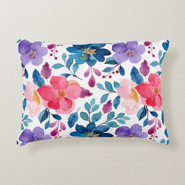 Trendy Navy Blue Blush Pink Purple Pattern Accent Pillow (Front)