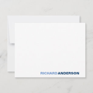 Trendy Navy Blue Modern Bold Font For Him Name Note Card