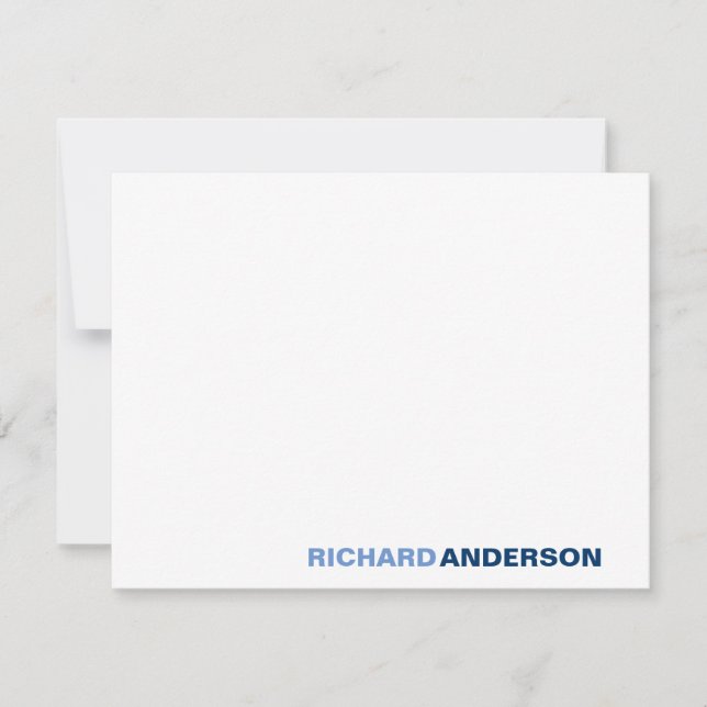 Trendy Navy Blue Modern Bold Font For Him Name Note Card (Front)