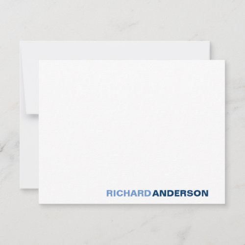 Trendy Navy Blue Modern Bold Font For Him Name Note Card