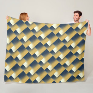 Trendy Navy Blue Mustard Yellow Stylish Pattern Fleece Blanket
