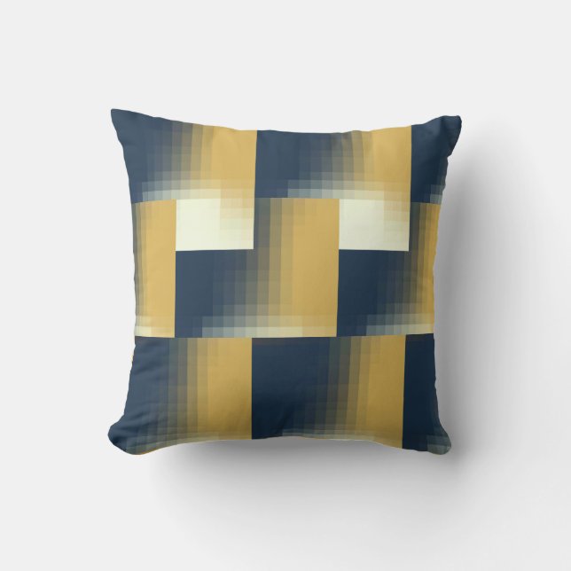 Trendy Navy Blue Mustard Yellow Stylish Pattern Throw Pillow (Front)