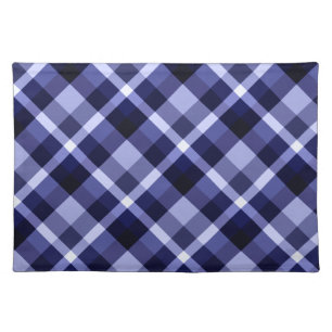 Trendy Navy Blue Plaid Pattern Cloth Placemat