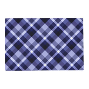 Trendy Navy Blue Plaid Pattern Laminated Placemat