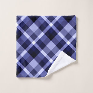 Trendy Navy Blue Plaid Pattern Washcloth