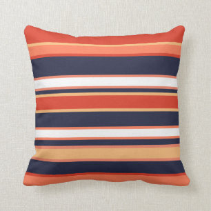 Trendy Navy Coral Mango Orange Yellow Modern Throw Pillow
