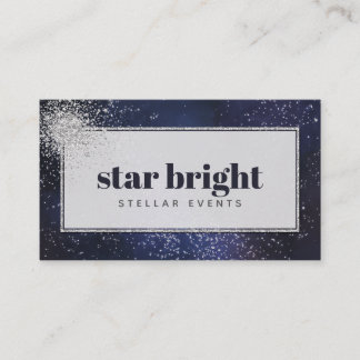 Trendy Navy & Silver Night Sky Professional Business Card