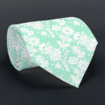 Trendy Neo Mint Floral Pattern Groomsmen Wedding Neck Tie<br><div class="desc">This dapper groomsmen necktie features a white floral pattern on a trendy neo mint background.</div>