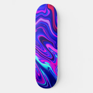 Trendy neon blue pink turquoise Abstract Skateboard