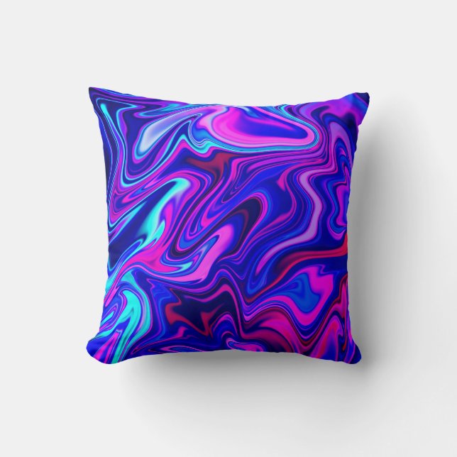 Trendy neon blue pink turquoise Abstract  Throw Pillow (Front)