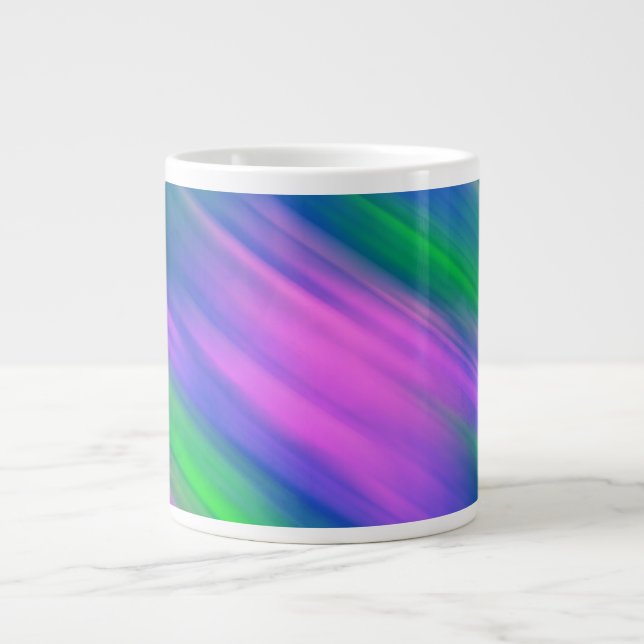 Trendy Neon Bright Blue green pink Abstract  Giant Coffee Mug (Front)