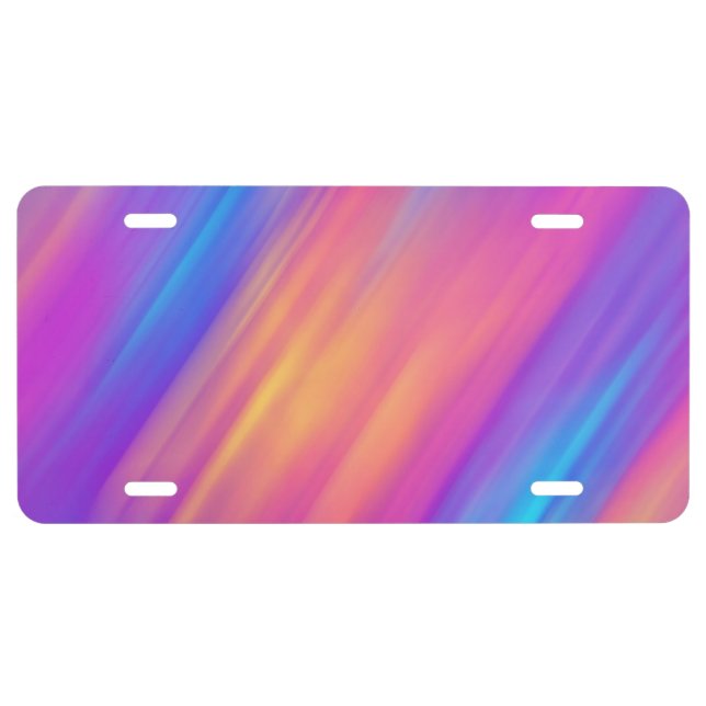 Trendy Neon Bright Blue Pink Yellow Abstract  License Plate (Front)