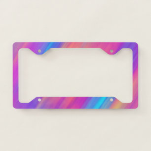 Trendy Neon Bright Blue Pink Yellow Abstract License Plate Frame