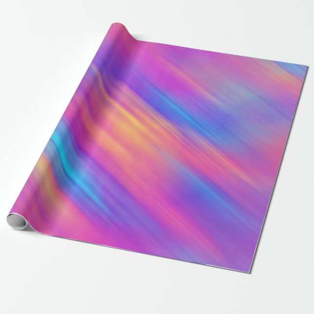 Trendy Neon Bright Blue Pink Yellow Abstract  Wrapping Paper (Unrolled)