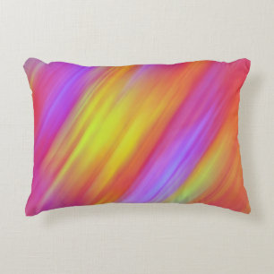 Trendy Neon Bright Red Pink Yellow Abstract Accent Pillow