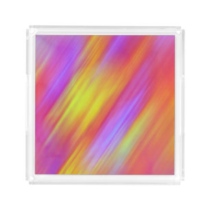 Trendy Neon Bright Red Pink Yellow Abstract Acrylic Tray