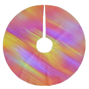 Trendy Neon Bright Red Pink Yellow Abstract Brushed Polyester Tree Skirt