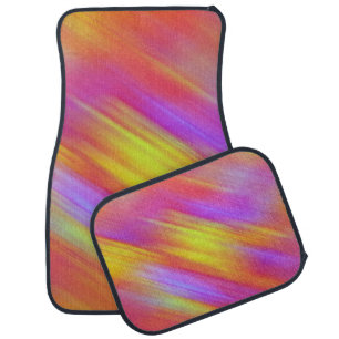 Trendy Neon Bright Red Pink Yellow Abstract Car Floor Mat