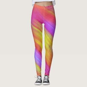 Trendy Neon Bright Red Pink Yellow Abstract Leggings