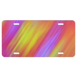 Trendy Neon Bright Red Pink Yellow Abstract  License Plate