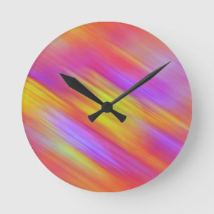 Trendy Neon Bright Red Pink Yellow Abstract Round Clock