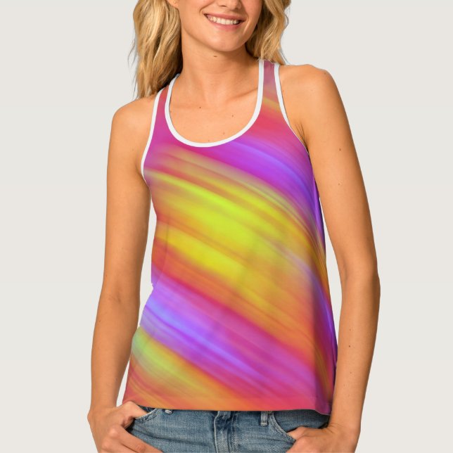 Trendy Neon Bright Red Pink Yellow Abstract  Tank Top (Front)