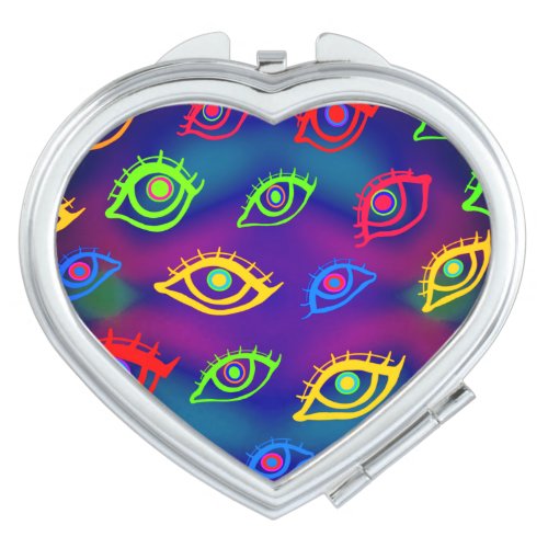 Trendy Neon Colorful Eyes Pattern Compact Mirror