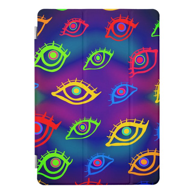 Trendy Neon Colorful Eyes Pattern  iPad Pro Cover (Front)