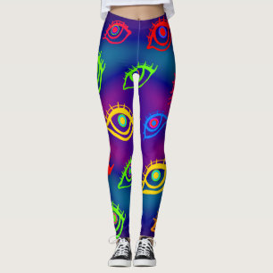 Trendy Neon Colorful Eyes Pattern Leggings